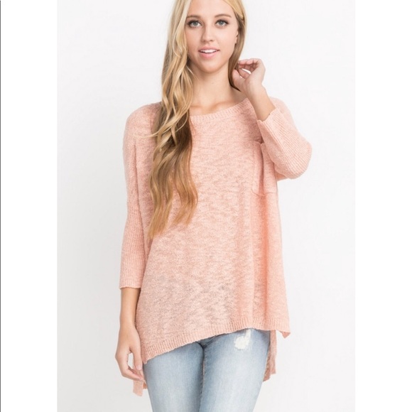 high low hem mint short quarter sleeve pullover - Picture 5 of 8